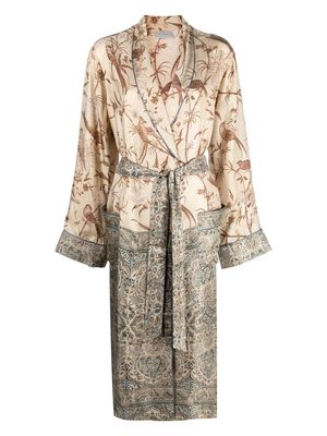 Pierre-Louis Mascia patterned silk dressing gown - Neutrals
