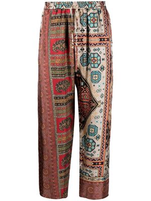 Pierre-Louis Mascia patterned silk trousers - Red