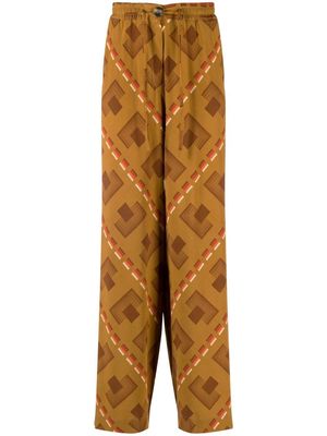 Pierre-Louis Mascia patterned wide-leg trousers - Brown