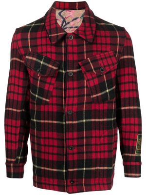 Pierre-Louis Mascia plaid-check wool shirt jacket - Red