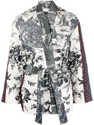Pierre-Louis Mascia quilted floral-print belted blazer - Neutrals