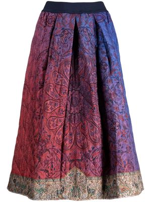 Pierre-Louis Mascia quilted graphic-print skirt - Red