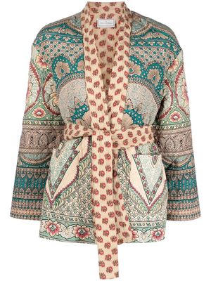 Pierre-Louis Mascia quilted patterned belted jacket - Neutrals