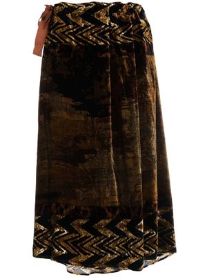 Pierre-Louis Mascia sequin-detail velvet midi skirt - Brown