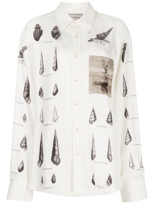 Pierre-Louis Mascia shell-print long-sleeve shirt - White