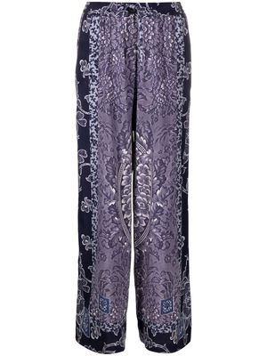 Pierre-Louis Mascia silk graphic-print trousers - Purple