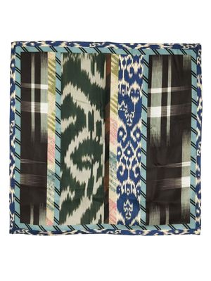 Pierre-Louis Mascia silk mix-pattern square scarf - Blue
