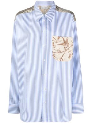 Pierre-Louis Mascia striped patch-pocket shirt - Blue