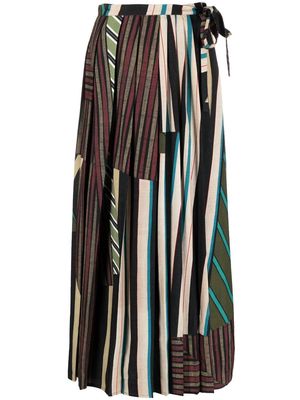 Pierre-Louis Mascia vertical stripe wool- blend skirt - Black