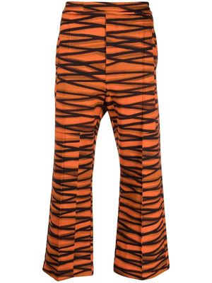 Pierre-Louis Mascia wide-leg geometric-print trousers - Orange