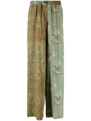Pierre-Louis Mascia wide-leg patterned trousers - Green