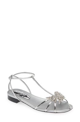Piferi Maggio Metallic Flat Sandal in Silver/Crystal