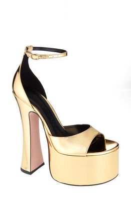 PIFERI Rosalia Ankle Strap Platform Sandal in Gold