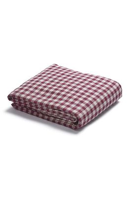 PIGLET IN BED 200 Thread Count Gingham Cotton Flat Sheet in Berry