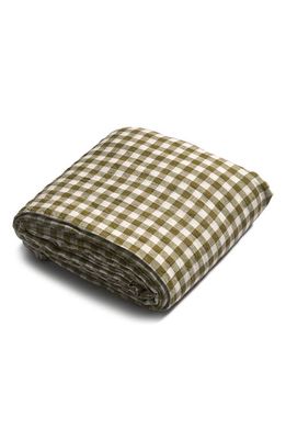 PIGLET IN BED 200 Thread Count Gingham Cotton Flat Sheet in Botanical Green