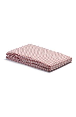 PIGLET IN BED 200 Thread Count Gingham Percale Fitted Sheet in Red Dune
