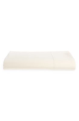 PIGLET IN BED 200 Thread Count Washed Cotton Percale Flat Sheet in Cloud Cream