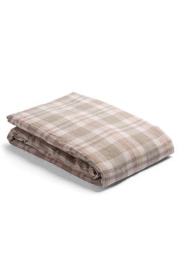 PIGLET IN BED Check Linen Duvet Cover in Taupe Check