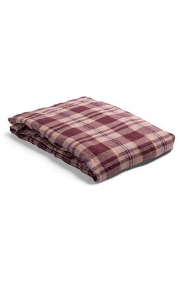 PIGLET IN BED Check Linen Fitted Sheet in Berry Check