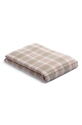 PIGLET IN BED Check Linen Fitted Sheet in Taupe Check