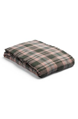 PIGLET IN BED Check Linen Flat Sheet in Fern Green Check