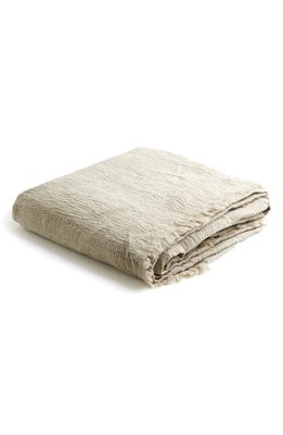 PIGLET IN BED Crinkle Linen Throw Blanket in Oatmeal