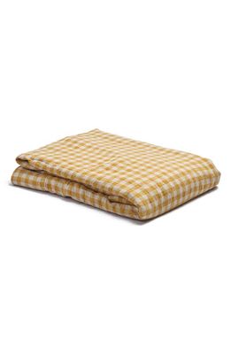 PIGLET IN BED Gingham Cotton Flat Sheet in Honey
