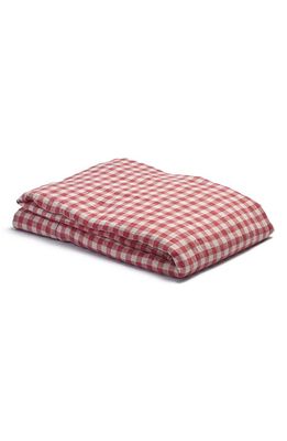 PIGLET IN BED Gingham Cotton Flat Sheet in Mineral Red