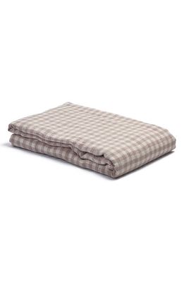 PIGLET IN BED Gingham Cotton Flat Sheet in Mushroom