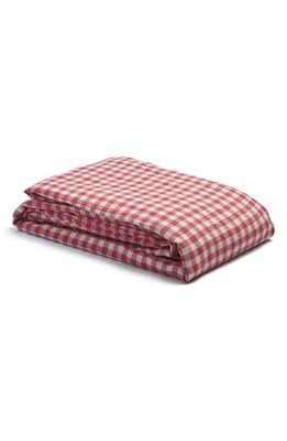 PIGLET IN BED Gingham Linen Duvet Cover in Mineral Red