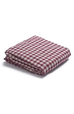 PIGLET IN BED Gingham Linen Fitted Sheet in Berry