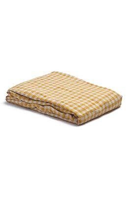 PIGLET IN BED Gingham Linen Fitted Sheet in Honey