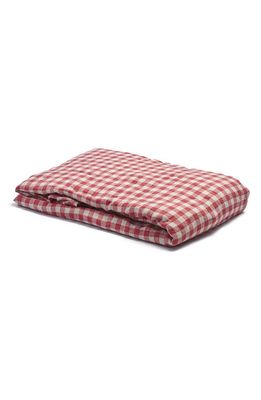 PIGLET IN BED Gingham Linen Fitted Sheet in Mineral Red