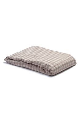 PIGLET IN BED Gingham Linen Fitted Sheet in Mushroom