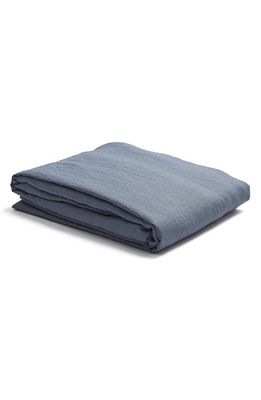 PIGLET IN BED Linen Fitted Sheet in Dusk Blue