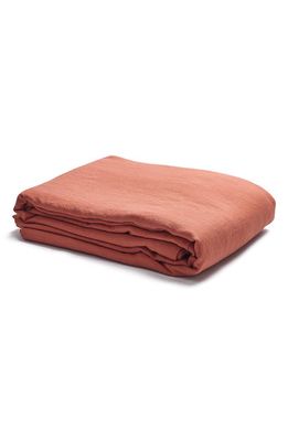 PIGLET IN BED Linen Flat Sheet in Burnt Orange