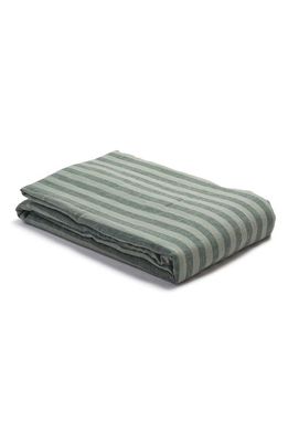 PIGLET IN BED Pembroke Stripe Linen Duvet Cover in Pine Green Pembroke Stripe