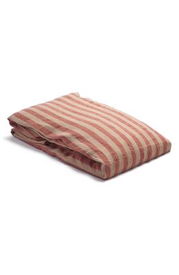 PIGLET IN BED Pembroke Stripe Linen Fitted Sheet in Sandstone Red Pembroke Stripe
