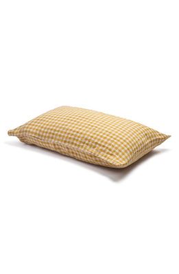 PIGLET IN BED Set of 2 Gingham Linen Pillow Cases in Honey