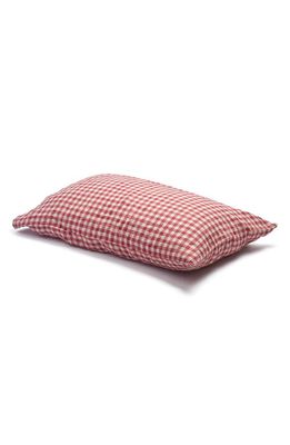 PIGLET IN BED Set of 2 Gingham Linen Pillow Cases in Mineral Red