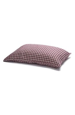 PIGLET IN BED Set of 2 Gingham Linen Pillowcases in Berry
