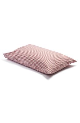 PIGLET IN BED Set of 2 Gingham Linen Pillowcases in Red Dune
