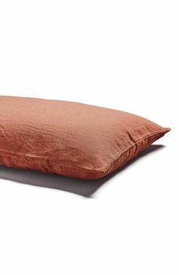 PIGLET IN BED Set of 2 Linen Pillowcases in Burnt Orange