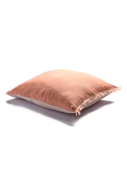 PIGLET IN BED Textured Cotton Cushion Cover in Pink Clay And Birch