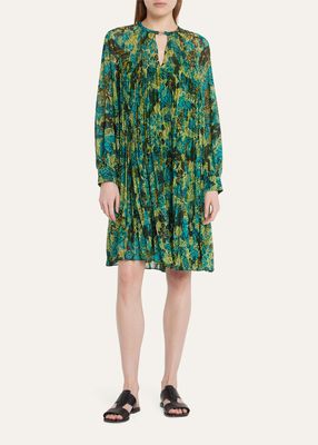 Pina Floral Print Pleated Short Dress