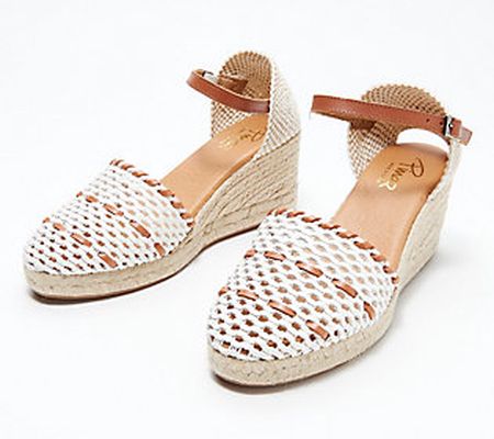 Pinaz Leather Woven Espadrille Sandals