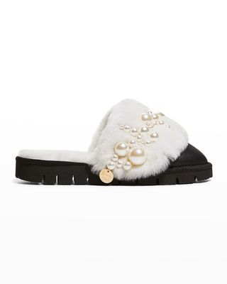 Pinctada Pearly Leather Mule Slippers