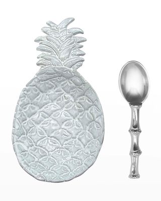 Pineapple Ceramic Canape Plate and Spoon