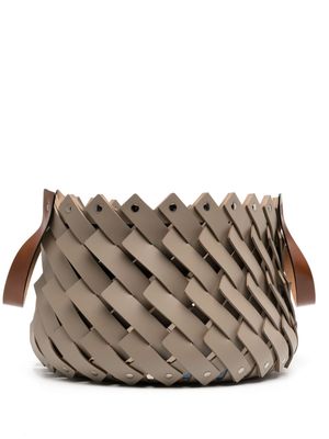 Pinetti interwoven design leather basket - Brown