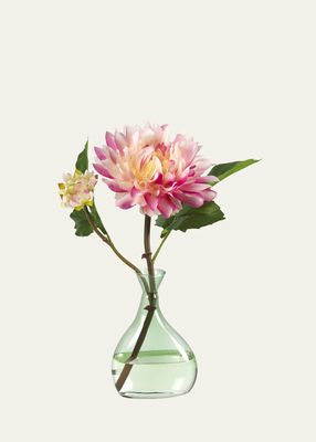 Pink Dahlia Blossom in a Green Bud Vase